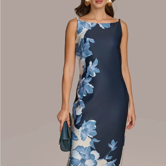 Donna Karan Dresses & Skirts - Floral Navy Blue Dress